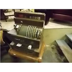 VINTAGE NATIONAL CASH REGISTER WITH WOOD TONE METAL