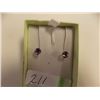 Image 1 : EARRINGS - 1.40 CT AMETHYST IN 14KT WHITE GOLD SETTING - INCLUDED CERTIFICATE $350