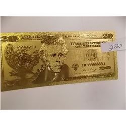 GOLD FOIL BILL - 24K GOLD - USA $20 - not legal tendar