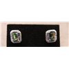 Image 1 : EARRINGS - EMERALD FACETED OCEAN BLUE MYSTIC TOPAZ & DIAMOND IN STERLING SILVER SETTING - RETAIL EST