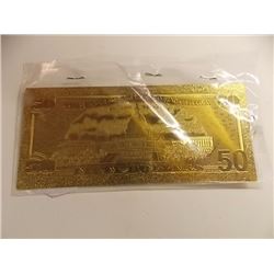 GOLD FOIL BILL - 24K GOLD - USA $50 - not legal tendar