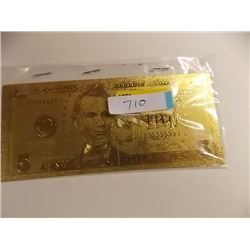 GOLD FOIL BILL - 24K GOLD - USA $5 - not legal tendar