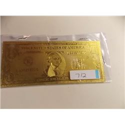 GOLD FOIL BILL - 24K GOLD - USA $1 - not legal tendar