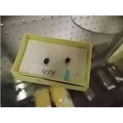 EARRINGS - 3 CTW OVAL FACETED GARNET IN STERLING SILVER SETTING - POST & BUTTERFLY BACKING - RETAIL 