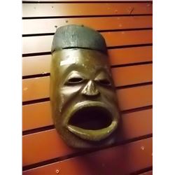 HAND CRAFTED CARVED WOOD MASK - singing