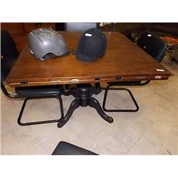 UNIQUE MAHOGANY ROUND TABLE WITH 4 DROP SIDES SINGLE PEDESTAL DUNCAN PHYPHE BASE - AWESOME CONDITION