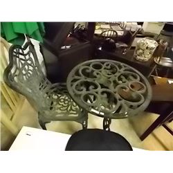 WROUGHT IRON PATIO BISTRO TABLE & 1 CHAIR