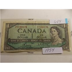 PAPER MONEY'S - CANADIAN $1 - 1954