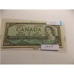 PAPER MONEY'S - CANADIAN $1 - 1954