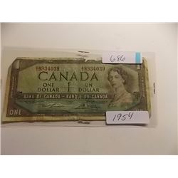 PAPER MONEY'S - CANADIAN $1 - 1954