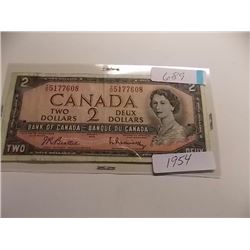 PAPER MONEY'S - CANADIAN $2- 1954