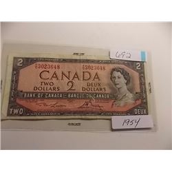 PAPER MONEY'S - CANADIAN $2- 1954