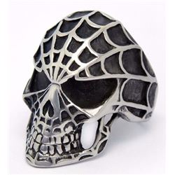 RING - MAN'S STAINLESS STEEL SPIDERMAN SKULL DESIGNED RING - RETAIL ESTIMATE $125