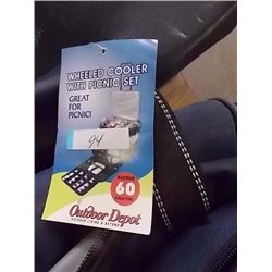 NEW PIC-NIC SET IN CASE WITH WHEELS - STORE DISPLAY