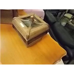 MEDIUM WOOD & WICKER DESIGNOR BOX