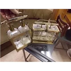 BRASS & GLASS DECANTER SETS - 2 TTL