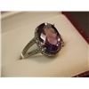 Image 2 : RING - 6.45CT OVAL FACETTED AMETHYST & DIAMOND DINNER RING - VS CLARITY - RETAIL ESTIMATE $450