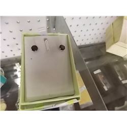 EARRINGS - NEW 2.1CTW ROUND FACETED RICH RED BROWN GARNET IN STERLING SILVER SETTING - RETAIL ESTIMA