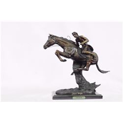 Cheyenne Bronze Sculpture on Marble Base Statue