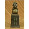 Image 1 : Vintage Casting Lion on Ball Bronze Sculpture on Marble Base Statue