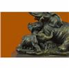 Image 2 : Elephant Mom with Two Cubs Bronze Sculpture on Marble Base Figurine