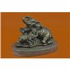 Image 5 : Elephant Mom with Two Cubs Bronze Sculpture on Marble Base Figurine