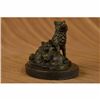 Image 1 : Miniature Wolf Family Bronze Sculpture on Marble Base Statue