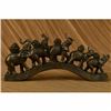 Image 1 : Five Elephant Crossing a Bridge of $100 US Bill Sign of Wealth Power Bronze Sculpture