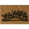 Image 5 : Five Elephant Crossing a Bridge of $100 US Bill Sign of Wealth Power Bronze Sculpture