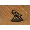 Image 1 : African Elephant With Trunk Up Bronze Statue on Marble Base Sculpture