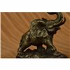 Image 2 : African Elephant With Trunk Up Bronze Statue on Marble Base Sculpture