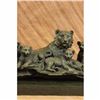 Image 2 : Tiger with Four Cubs Bronze Sculpture on Marble Base Statue