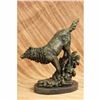 Image 5 : Howling Wolf Bronze Sculpture on Marble Base Statue