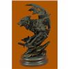 Celtic Moon Wolf Hot Cast Bronze Sculpture on Marble Base Figurine