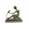 Image 1 : Art Deco Lady and the Parrot Bronze Figurine on Marble Base Sculpture