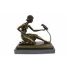 Image 8 : Art Deco Lady and the Parrot Bronze Figurine on Marble Base Sculpture