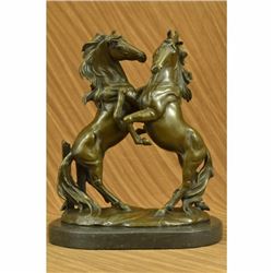 Two Large Wild Stallion Bronze Sculpture