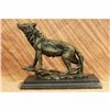 Image 1 : Wildlife Howling Wolf Bronze Sculpture on Marble Base Statue