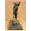 Image 3 : Wildlife Howling Wolf Bronze Sculpture on Marble Base Statue