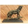 Image 4 : Wildlife Howling Wolf Bronze Sculpture on Marble Base Statue