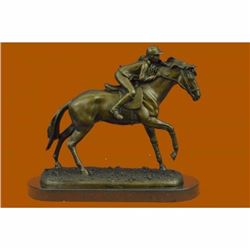 Race Horse Bronze Sculpture on Marble Base Statue