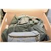 Image 2 : Lot of Two Boxes : Military web pouches, belts, some U.S. Marked , cartridge belts with wooden toggl