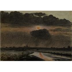Oscar Bluemner (1867-1938) Sunset on River