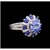 Image 1 : 14KT White Gold 2.49 ctw Tanzanite, Sapphire and Diamond Ring
