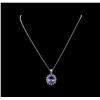 Image 2 : 7.13 ctw Tanzanite and Diamond Pendant and Chain - 14KT White Gold