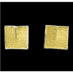 Square Matte Earrings - Gold Plated