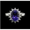 Image 2 : 4.25 ctw Tanzanite and Diamond Ring - 14KT White Gold