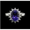 Image 2 : 4.25 ctw Tanzanite and Diamond Ring - 14KT White Gold