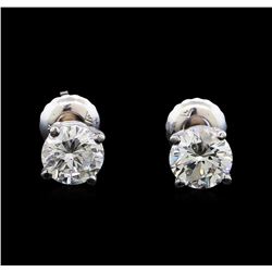 1.10 ctw Diamond Stud Earrings - 14KT White Gold