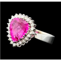 7.50 ctw Pink Tourmaline and Diamond Ring - 14KT White Gold